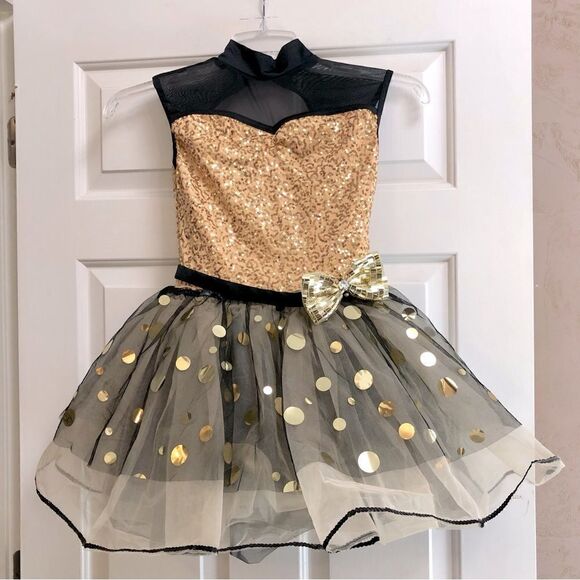 Weissman Happy Tappin With Elmo 14374 Black and Gold Dance Costume Size LC 14 - Picture 1 of 16